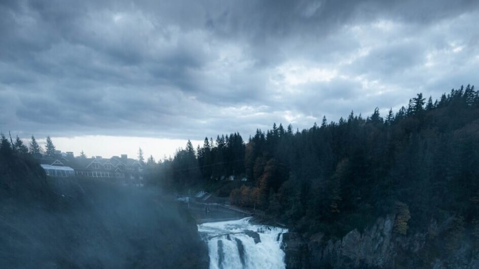 Waterfall with a brooding sky